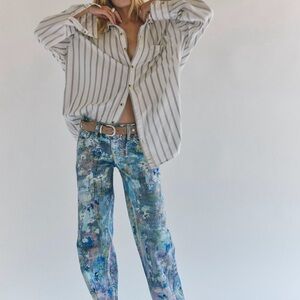 Free People Tennessee, low rise, illusion jeans floral canvas